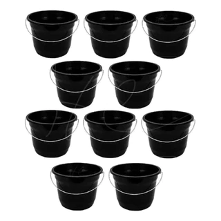 Kit 1 a 10 Baldes Plástico 5 Litros Preto Alça Reforçada Limpeza Casa Cozinha Bar Restaurante Festa em Oferta na Shopee