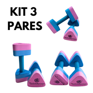 KIT 3 Pares Halter Pequeno para Natação e Hidroginástica 30 x 9 x 8cm