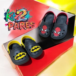Sandália Babuche Infantil Menino Leves e Antiderrapantes Super Heróis Aranha e Morcego