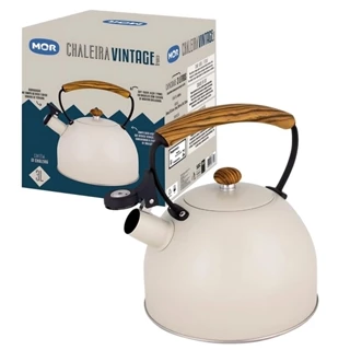 Chaleira Inox Vintage 3L Com Apito Branca 7720 - Mor