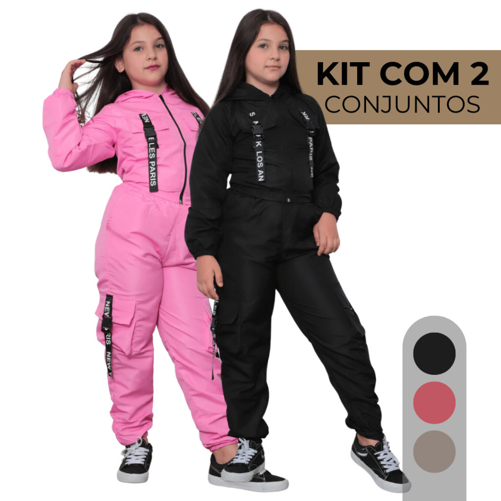 Kit 2 Conjunto Infantil Menina Roupa Infantil Feminina Jaqueta Bomber ...