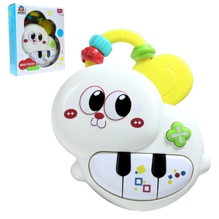 Brinquedo Mini Piano Coelinho com Mordedor Som e Luz 20266 - Braskit