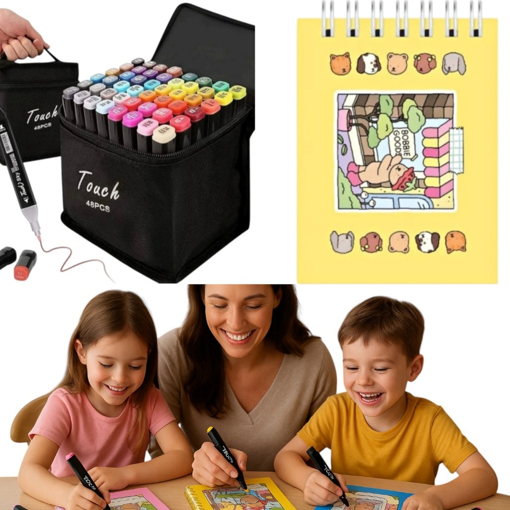 Kit 1 Bobbie Goods para colorir + 48 Canetinha Touch+Brinde | Shopee Brasil
