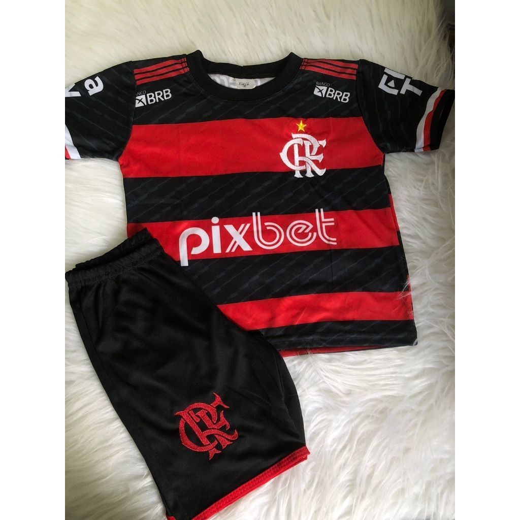 Conjunto Infantil FLAMENGO Tradicional LANÇAMENTO 2024/25 Tam 2 ao 14 ...