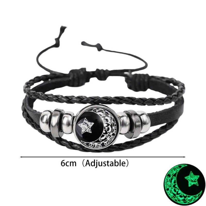 Feminino Masculino Luminoso Sol Lua Trançado Corda Ajustável