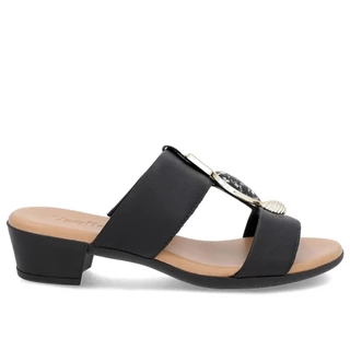 Tamanco Salto Bloco Couro Legítimo Pedrarias Usaflex PA02003 em Oferta na Shopee