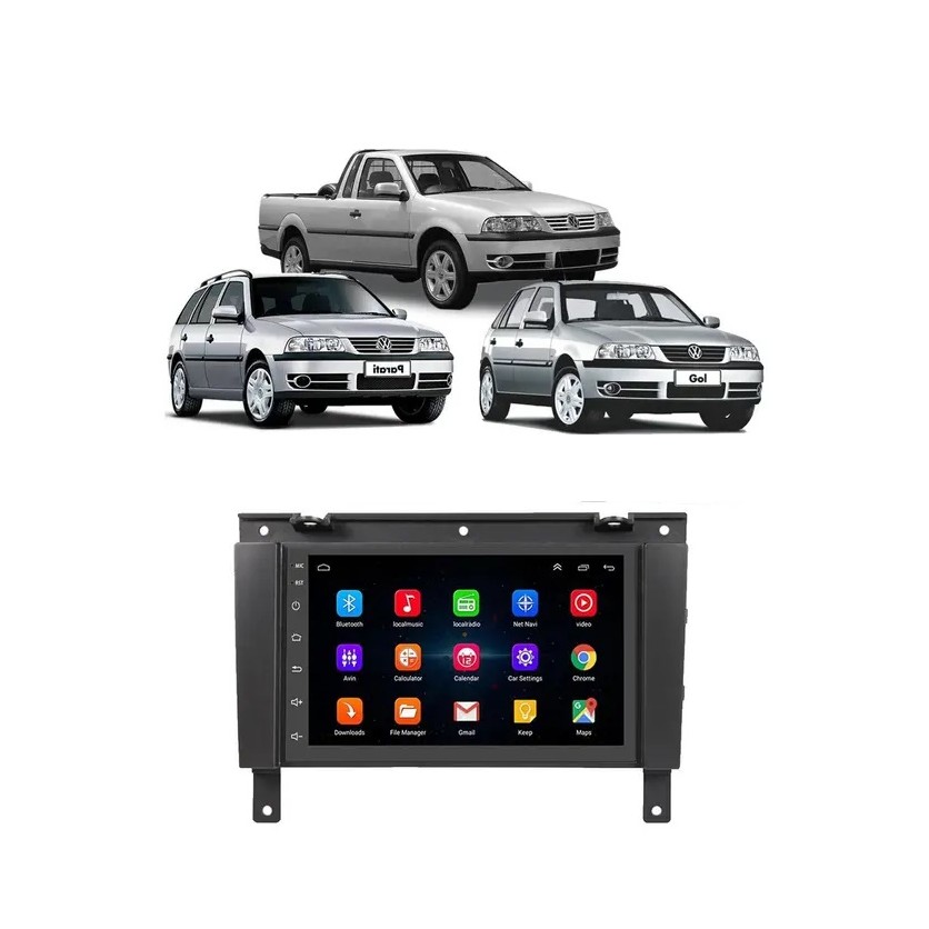 Kit Multimídia Gol Parati Saveiro G3 2000 / 2005 Android 7 Pol 2/32GB ...