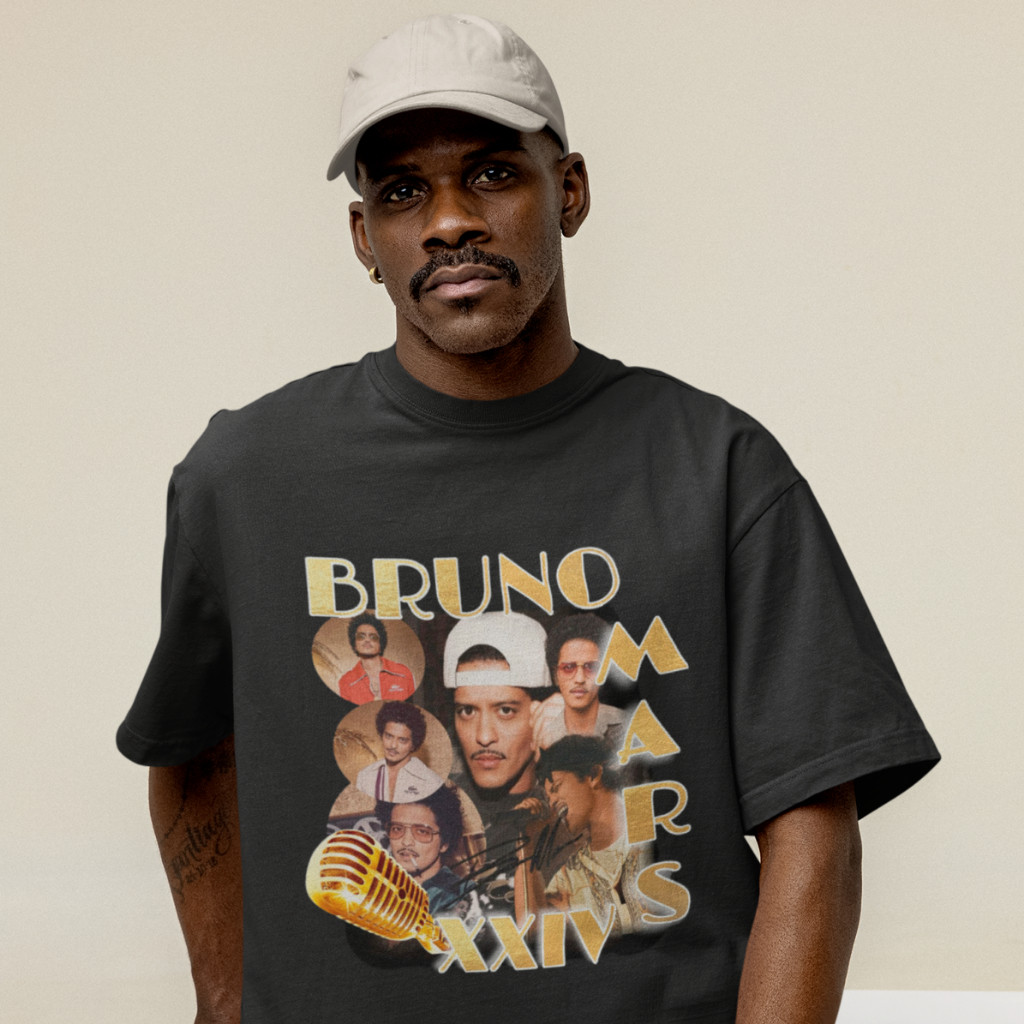 Camiseta Unissex Estampada Bruno Mars Xxiv 24k Magic Turnê Brasil