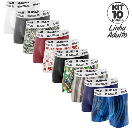 KIT 10 CUECAS BOX BOXER QUALIDADE E PREÇO BAIXO - SORTIDO