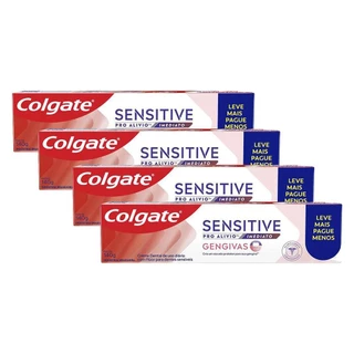 Kit 4 Cremes Dentais Colgate Sensitive Pro Alívio Imediato Gengiva 140g em Oferta na Shopee