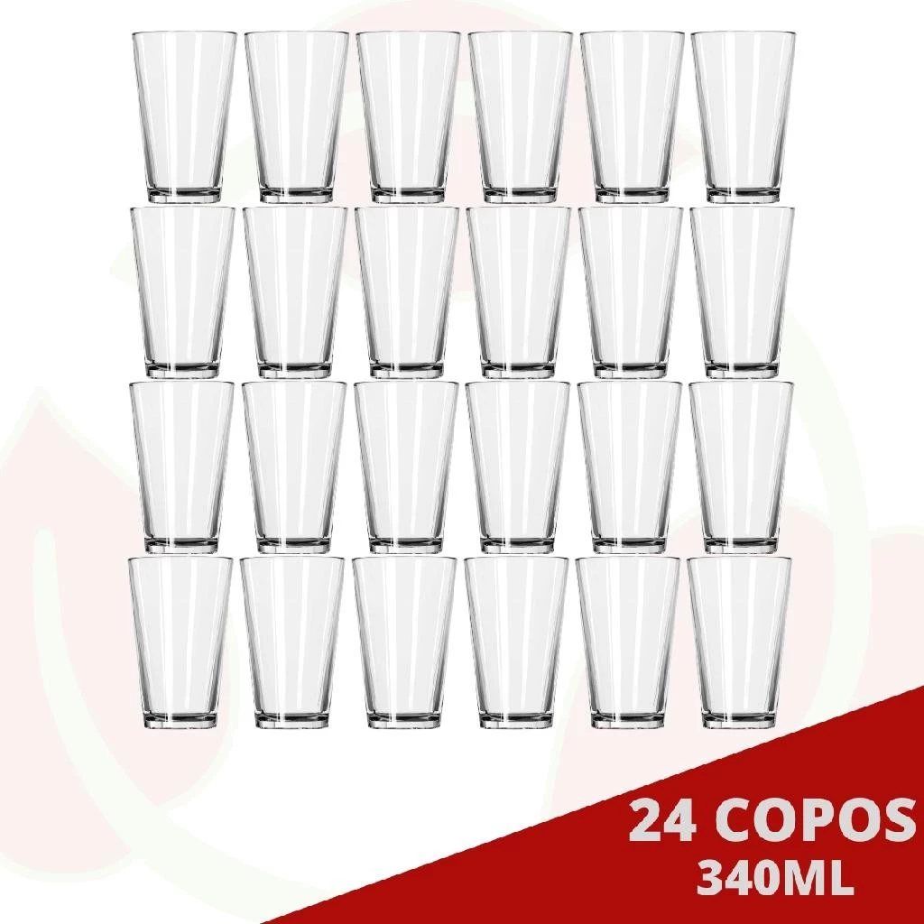 Kit 24 Copos Londres 240ML Vidro Grosso Restaurante Bar Suco