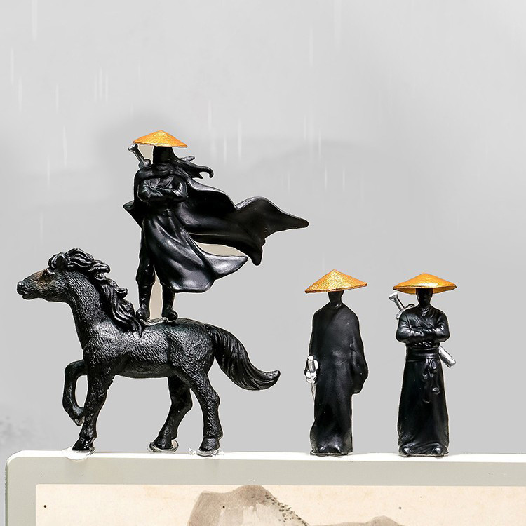 4 Pçs Decoração Do Carro Ornamentos Chinês Kung Fu Espadachim Mini Figuras Modelo Interior