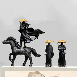 4 Pçs Decoração Do Carro Ornamentos Chinês Kung Fu Espadachim Mini Figuras Modelo Interior