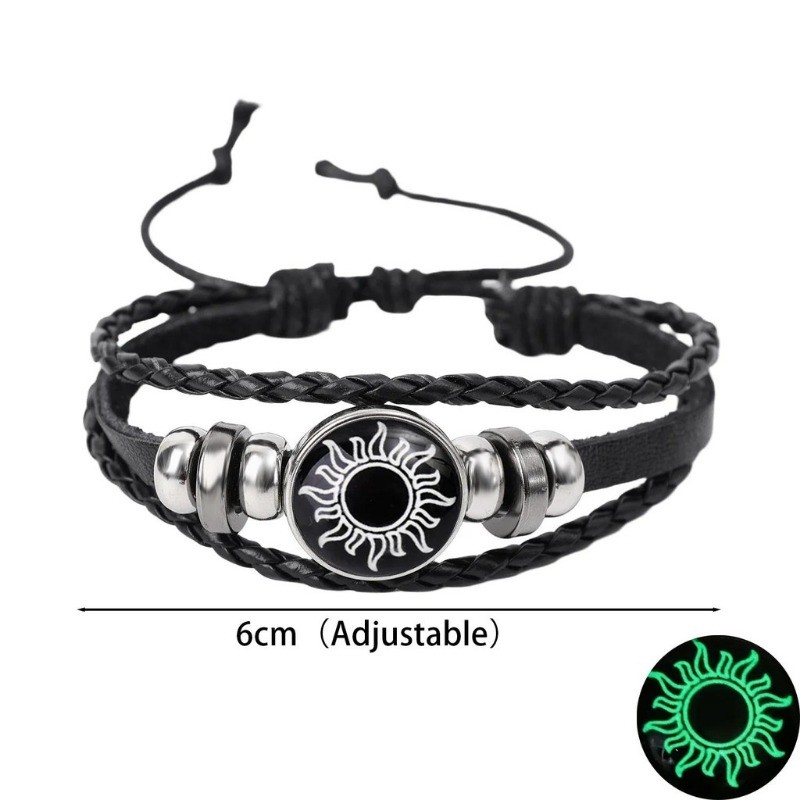 Feminino Masculino Luminoso Sol Lua Trançado Corda Ajustável