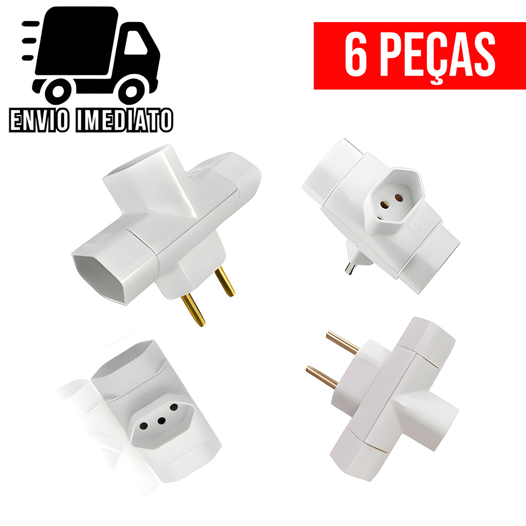 Kit Adaptador De Tomada Benjamin Pinos Formato T De A Bivolt Shopee Brasil