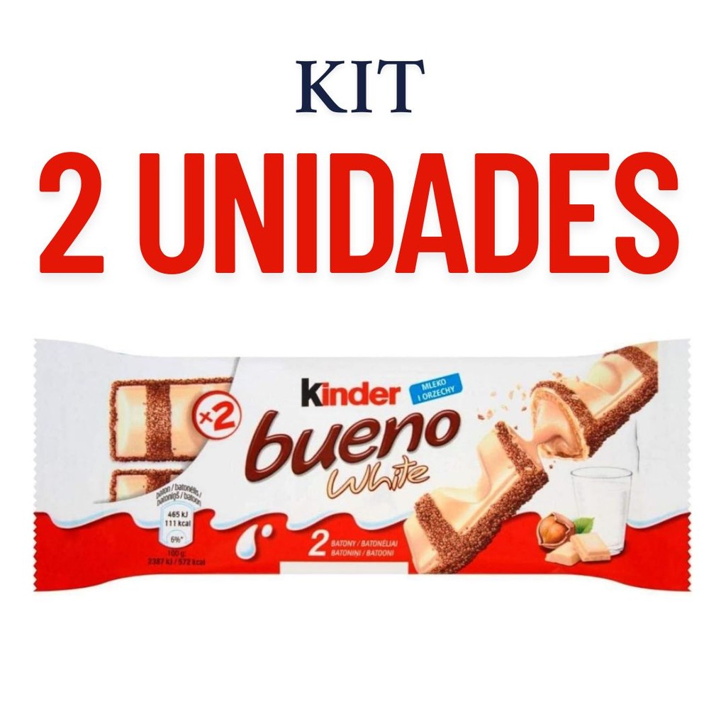 Kit 2 Chocolate Kinder Bueno White 39Gr - Ferrero Rocher | Shopee Brasil