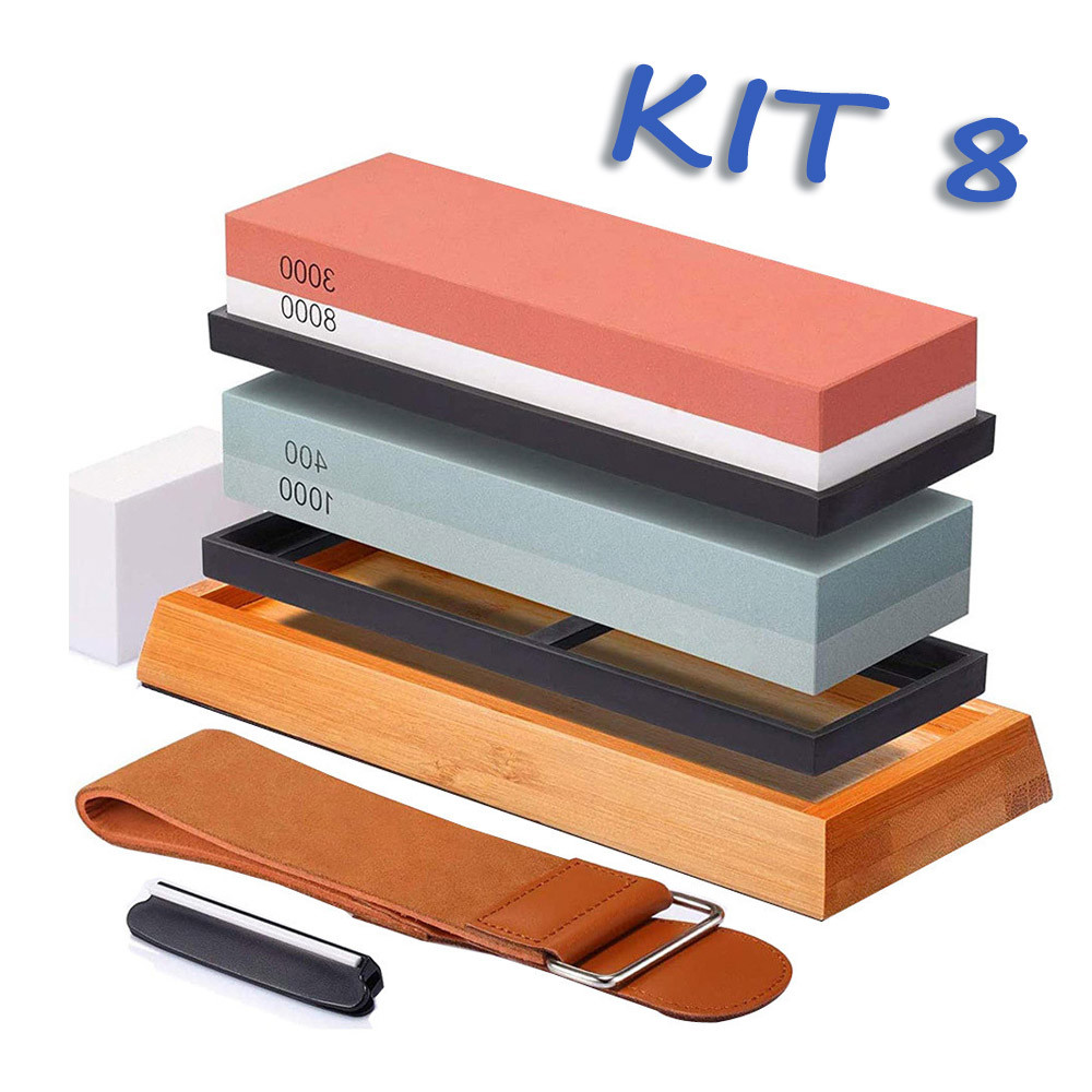 Kit Pedra Afiar Amolar Dupla Face 400/1000+3000/8000 Pedra De Amolar De ...