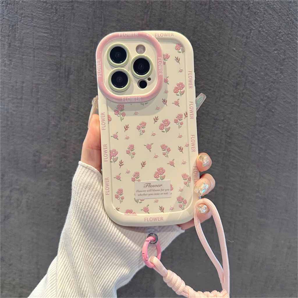 Capa Romântica Rosa Com Flores Pequenas Compatível IPhone 16 11 12 13 14 15 PRO MAX 6 7 6S 8 Plus XR XS 6SPlus 7Plus 6Pl