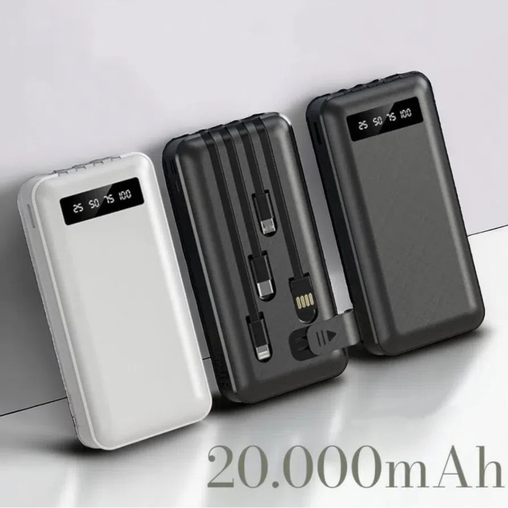 Carregador Power Bank Portátil 20000mah Universal Saida 4 Cabos