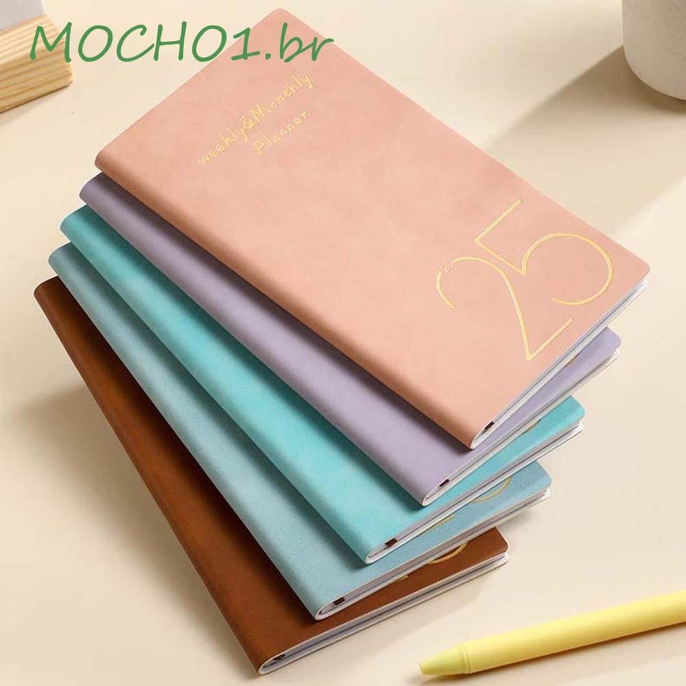 Caderno Planejador MOCHO1 2025 , Organizador De Tempo De Cor Sólida Bloco De Notas A6 , Livro De Agenda Em Inglês De Bol