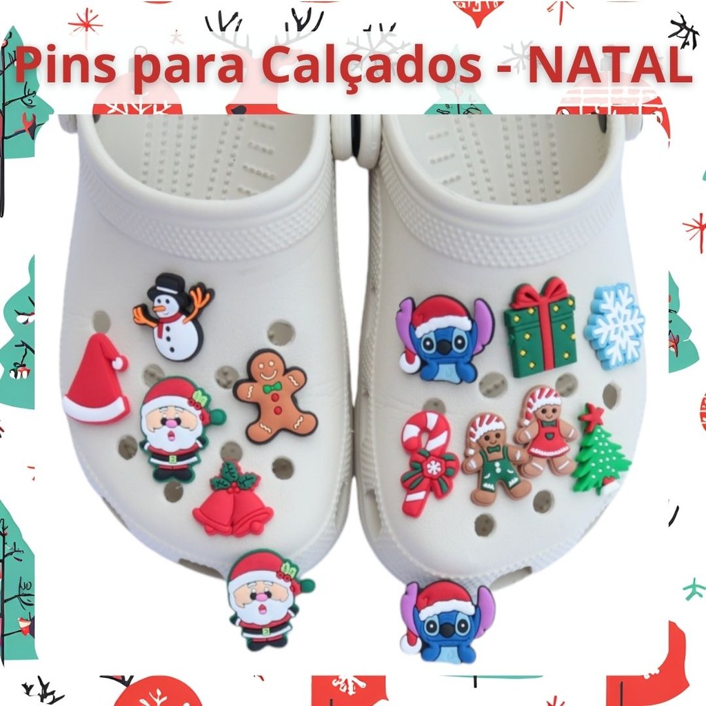 Kit Pins de Natal 5 Peças - Enfeites Bottons Pin Para Calçados Babuche ...