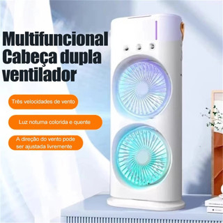 Mini Refrigerador De Ar Ventilador Umidificador Dupla Girat Rio Rgb Camada Climatizador Ar C