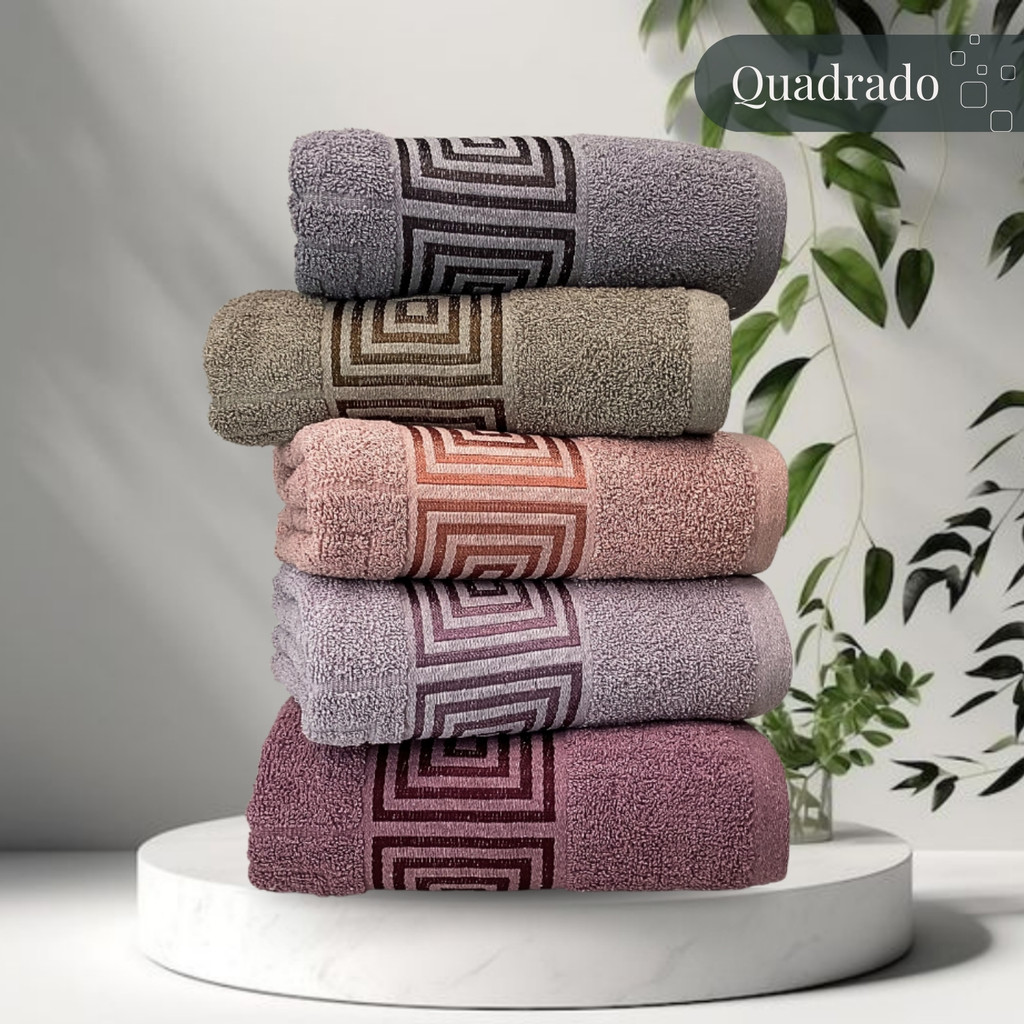 Toalha de Banho Grossa de Algodão Felpuda Super Macia Excelente Absorção Habitat Brisa Quadrada