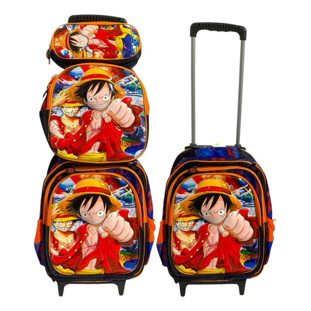 Kit Mochila De Rodinha 3 Em 1 One Piece Luffy + Brinde | Shopee Brasil
