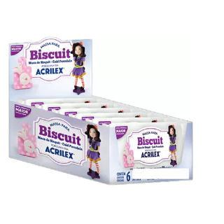 MASSA BISCUIT PORCELA FRIA BRANCA ACRILEX 500 G - 6 UNDS