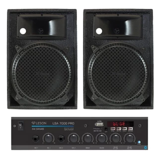 Amplificador Receiver BT 4ch Lsa7000 + Par Caixa Som igreja