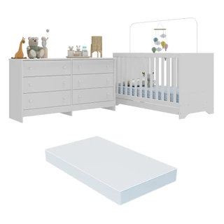 Berço 3 em 1 com Colchão Incluso e Cômoda Pipoca Multimóveis MP4294 em Oferta na Shopee