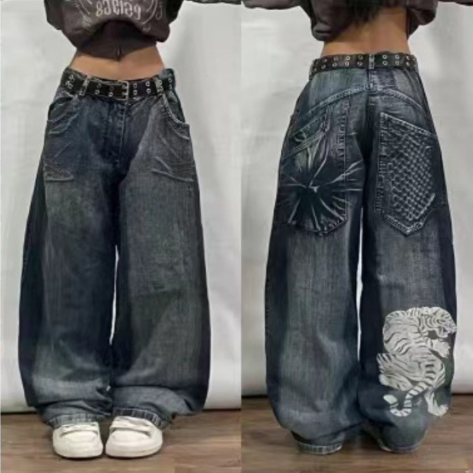 2025JNCO-Y2K Jeans Baggy Mulheres Carta Vintage Preto Gótico 2025JNCO-Y2K Jeans Baggy Mulheres Carta Vintage Preto Gótico
