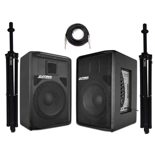 Kit Caixa Som Ativa Passiva 500w Rms+ 2 Tripe + Cabo 5m DATREL 12 POLEGADAS