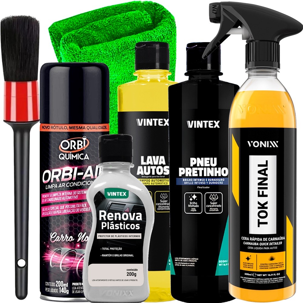 Kit Produto para Lavar Carro Encerar Lava Autos Cera Vonixx Tok Final ...