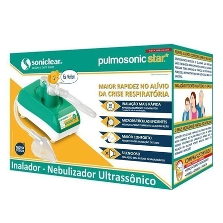 Inalador nebulizador aparelho de inalação pulmosonic star ultrassônico silencioso bivolt