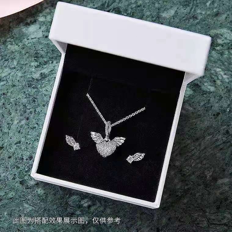 Anéis De Casal Brilhantes Pandora Em Prata 925 Com Asas De Anjo