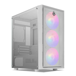 Gabinete Gamer Mancer Goblin V2, MidTower Lateral De Vidro, Com 3 Fans Rainbow, Branco, MCR-GBNV2-WH em Oferta na Shopee