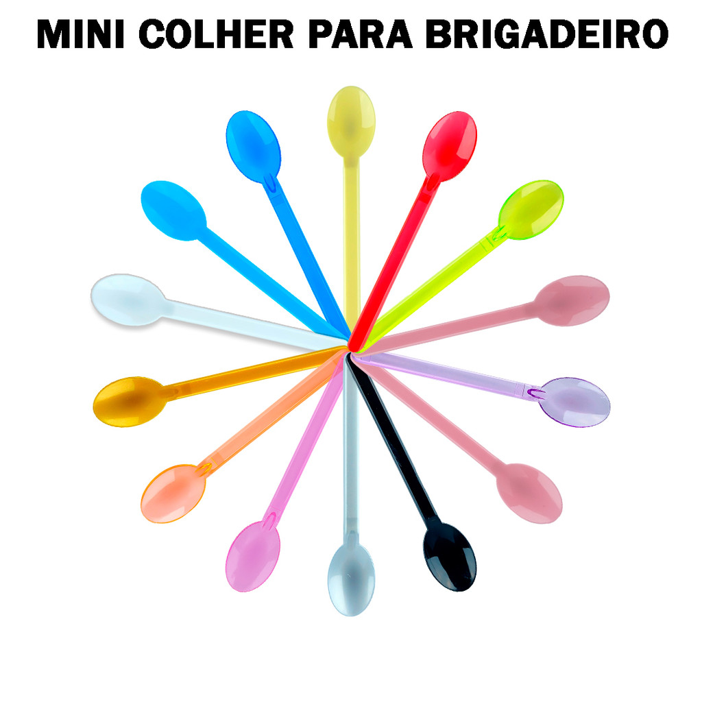 Mini Colher para Café Chá Brigadeiro Doces C/ 50 Uni Colorido | Shopee ...