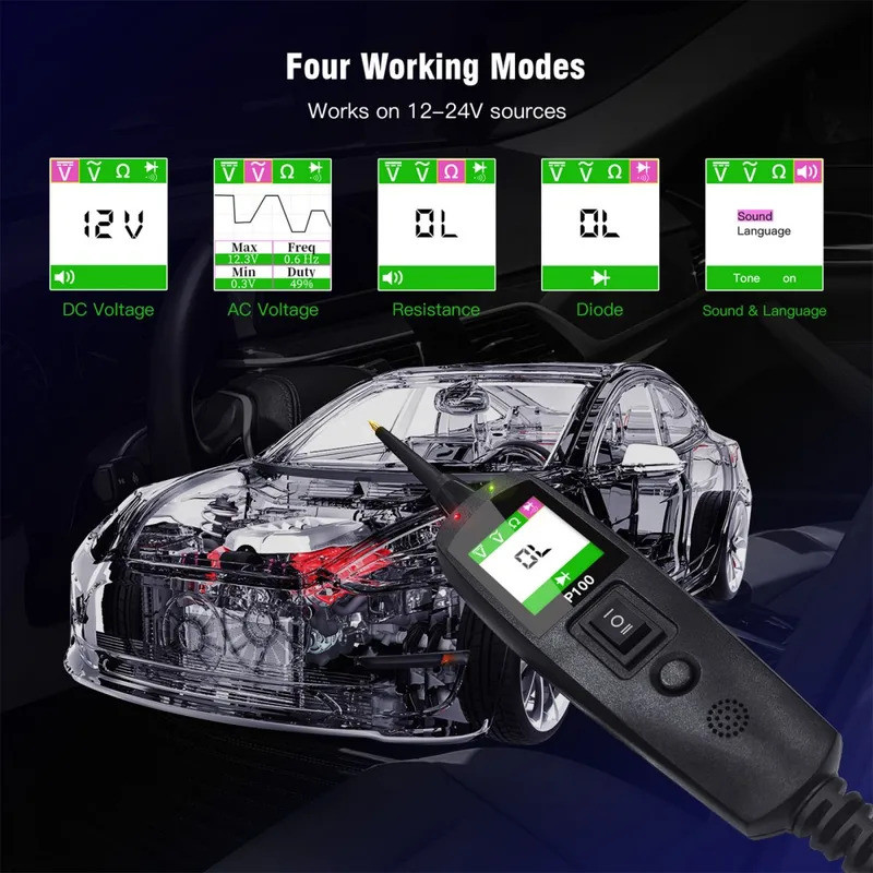 Tester Di Cortocircuito Per Auto – Rilevatore Di Corrente 0.01-19.99A, Con Display LCD, Per Meccanici