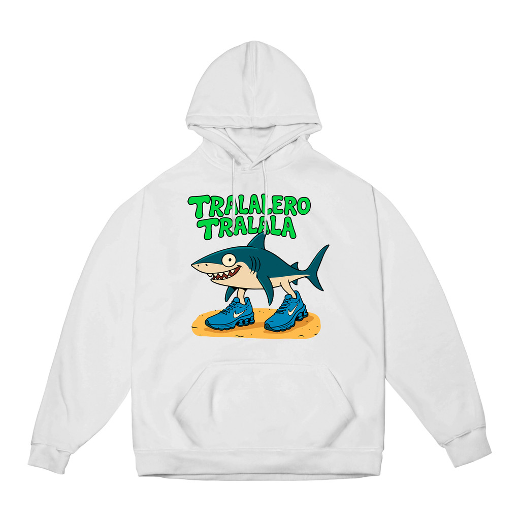 Sweat à Capuche Enfant Tralarero Italien - Imprimé Requin Brainrot, Polyester Doux, Tailles 100 à 170, Pour Garçon Et Fille