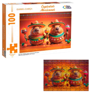 Quebra Cabeça Puzzle 100 Peças Capivaras Mexicanas 792989-1 Pais&Filhos