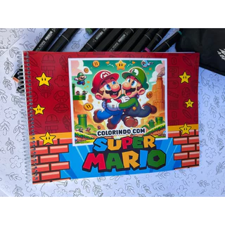 Livro de Colorir Super Mario  - Super Grande A4 Capa Flexível Infantil Criativo Gamer em Oferta na Shopee