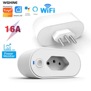 SMART PLUG-Adaptador de soquete Wi-Fi Tuya, Smart Life App Control, Alexa e Google Home, Adaptador de soquete, 16A