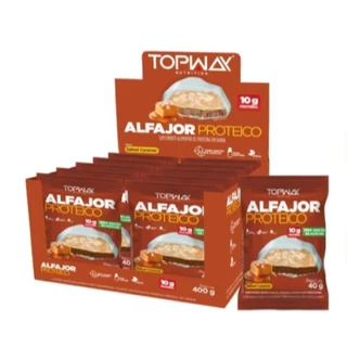 KIt 10 Alfajor Proteico Caramelo 10g De Proteína Zero Açúcar Topway