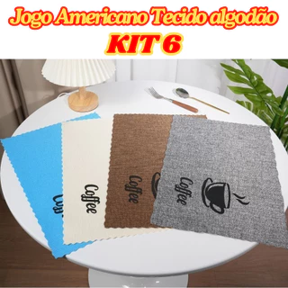 KIT 6 Jogo Americano Descanso De Mesa Jantar 45x30C  De Algodão Multiuso Com Desenho De Café em Oferta na Shopee