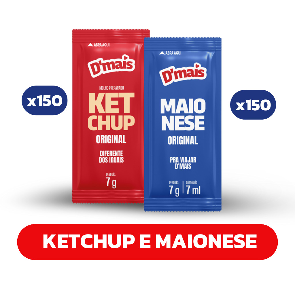 Combo Ketchup e Maionese Sachê 7g 150 unidades | Shopee Brasil