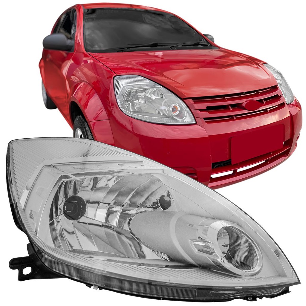 Farol Ford Ka 2008 2009 2010 2011 2012 2013 Máscara Cromada | Shopee Brasil