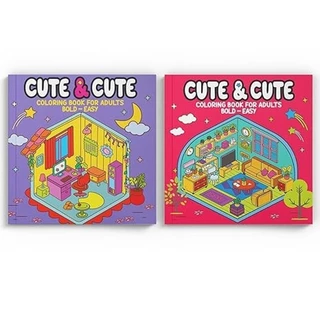 Coleção Cute & Cute Coloring Book for Adults - Kit com 2 Livros de Colorir em Oferta na Shopee