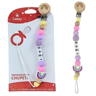 Prendedor de Chupeta Baby Miçangas Trava Clipe Livre BPA Roxo - Castela