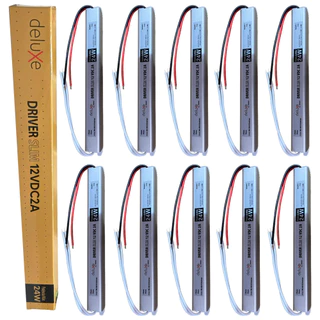 Kit 10 Fonte Slim Driver 12V 2A 24W Bivolt 127v 220v Para Perfil Fita De Led Avant em Oferta na Shopee